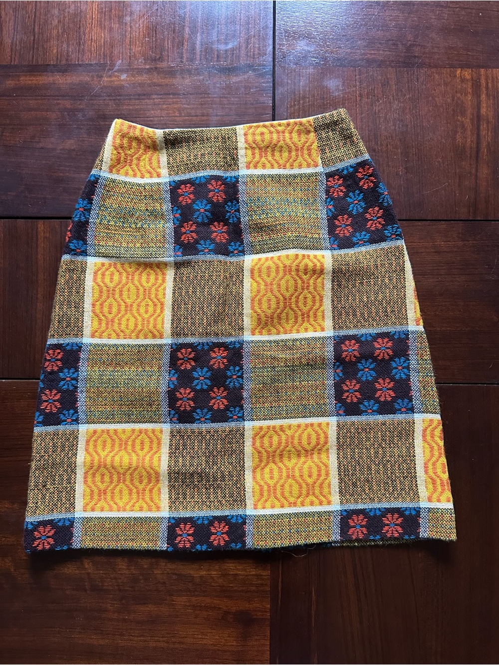 Vintage 70’s Fun & Floral Checkered Skirt